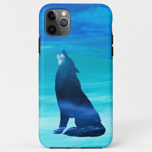 Howling Wolf With Watercolor Background iPhone 11 Pro Max Case