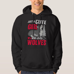 Howling Wolf Women Just A Cute Girl Who Loves Wol Hoodie