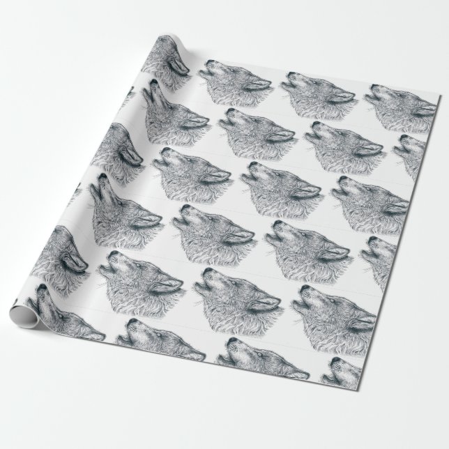 Howling Wolf Wrapping Paper (Unrolled)