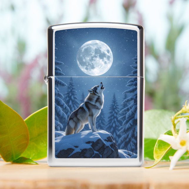 Howling Wolf Zippo Lighter (On Table)