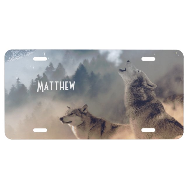Howling Wolfes Photo Monogram License Plate (Front)
