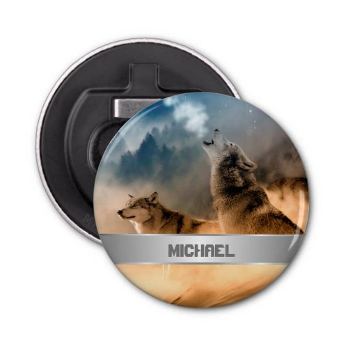 Howling Wolves Foto Bottle Opener