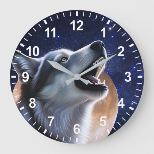 Howling Wolves Large Clock