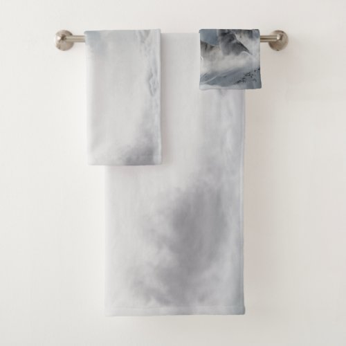 Howling Wolves Mountain Fog Scene Print Bath Towel Set