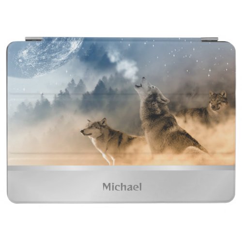 Howling Wolves Photo Monogram iPad Air Cover