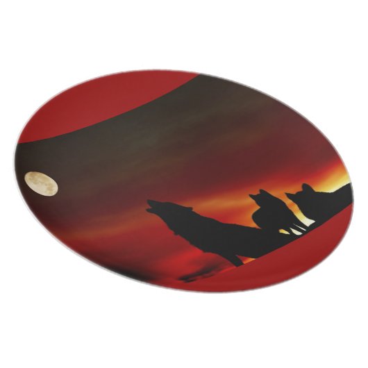 Howling Wolves Red Plate (Right Side)