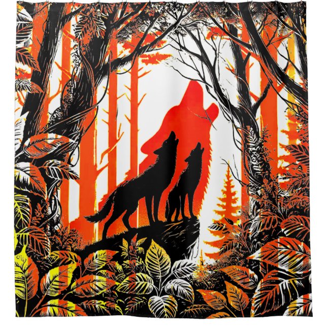 Howling Wolves Scene Shower Curtain (Front)