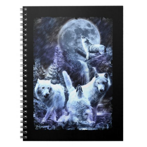 Howling Wolves Winter Forest Animals Wolf Notebook