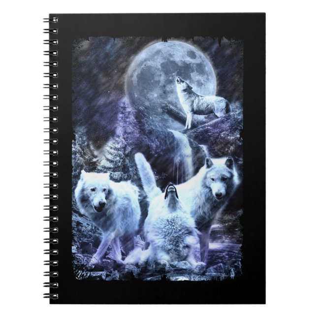 Howling Wolves Winter Forest Animals Wolf Notebook (Front)