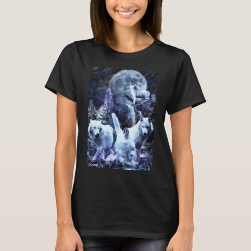 Howling Wolves Winter Forest Animals Wolf T_Shirt