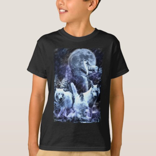 Howling Wolves Winter Forest Animals Wolf T_Shirt