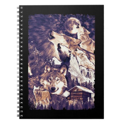 Howling Wolves Winter Nature Wolf Lover Notebook