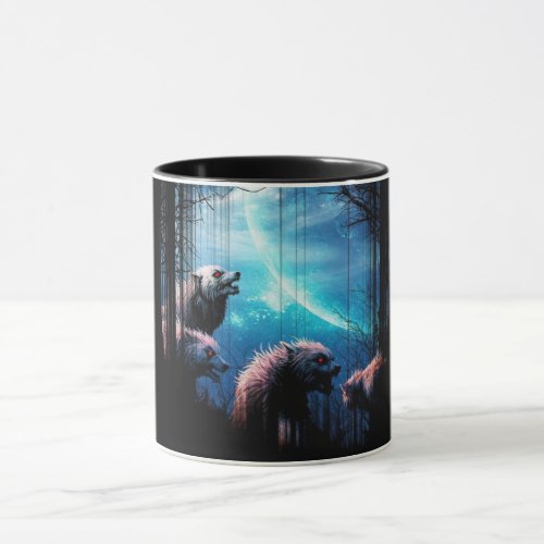 Howling Wolves With Red Eyes Mug