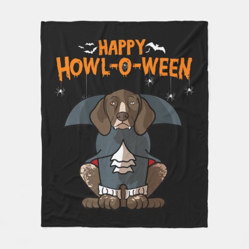 Howloween German Shorthaired Pointer Dog Halloween Fleece Blanket