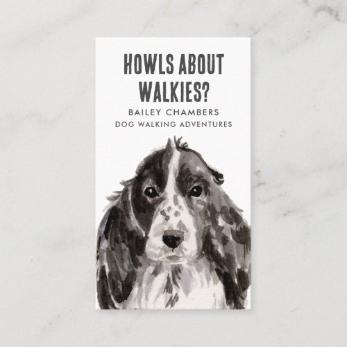 Howls About Walkies Watercolor Dog Walker  Business Card