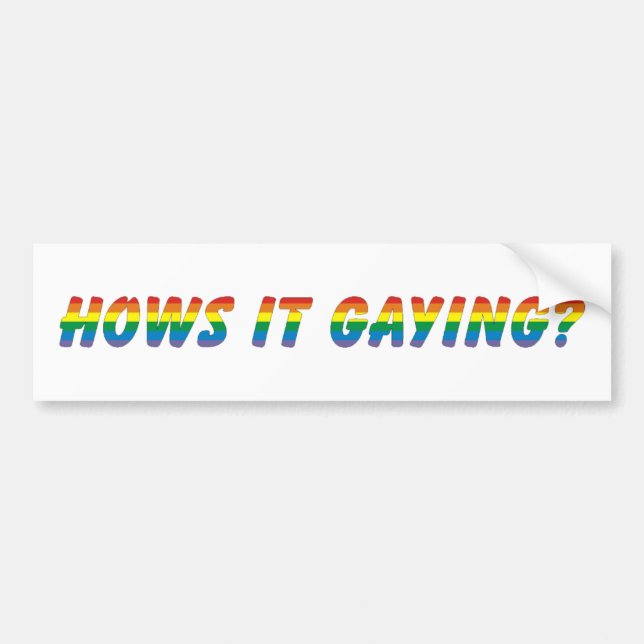 hows it gaying bumper sticker (Front)