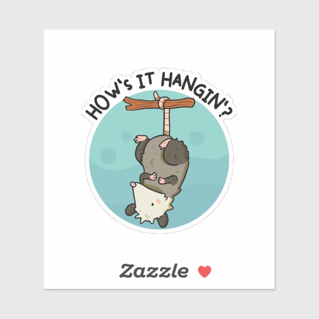 How's It Hangin' Possum Pun Die-Cut Sticker (Sheet)