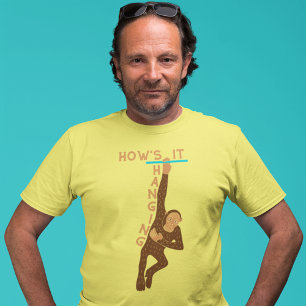 How's It Hanging Cute Monkey Graphic T-Shirt