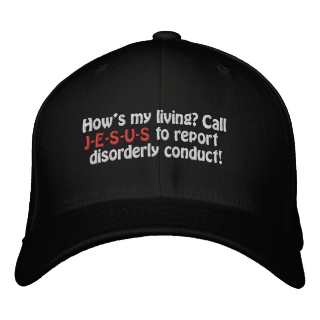 How's my living? call J E S U S Customize it Embroidered Baseball Cap (Front)