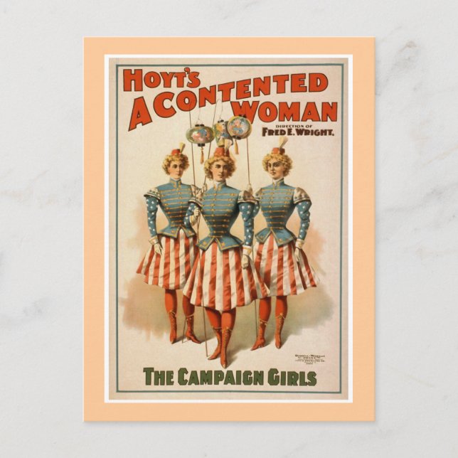 Hoyt's A Contented Woman Vintage Theater Poster Postcard (Front)