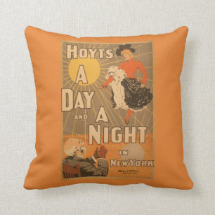 Hoyt's A day and a night in New York City Play Throw Pillow