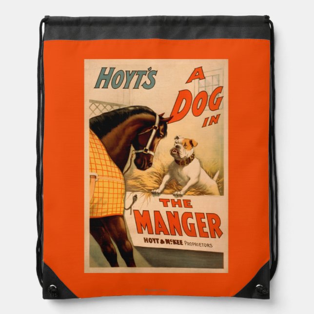 Hoyt's A dog in the Manger Theatre Poster Drawstring Bag (Front)