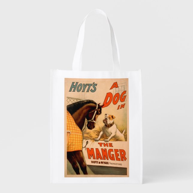 Hoyt's A dog in the Manger Theatre Poster Reusable Grocery Bag (Front)