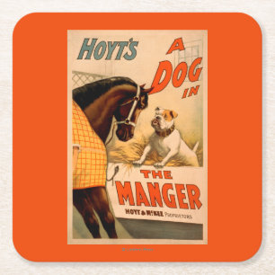 Hoyt's A dog in the Manger Theatre Poster Square Paper Coaster