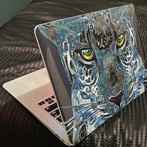 Hp Colorful Leopard eye art Green blue laptop skin