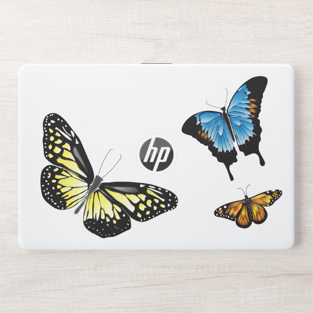 hp laptop back cover butterfly design skin (Front)