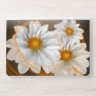 HP Laptop Skin Flowers White Black Orange