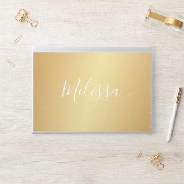 HP Laptop Skin Gold Confetti Personalized (Desk)
