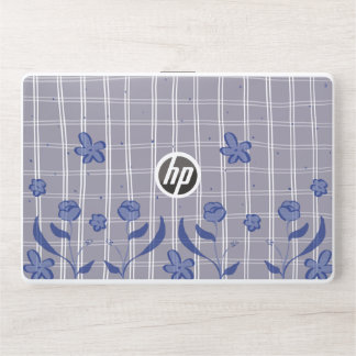 Hp laptop skin purple checkered floral