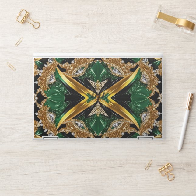 HP laptop skin with Jamaican Colors (Desk)