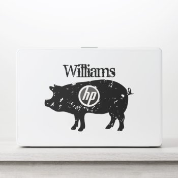 Hp Laptop Skin With Vintage Pig Animal Silhouette by cookinggifts at Zazzle