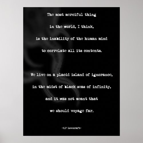 HP Lovecraft Minimalist Quote Poster