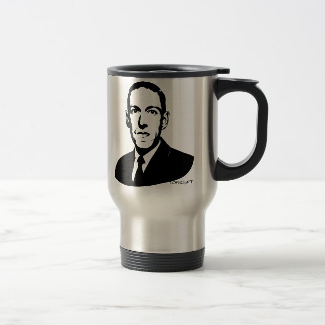 HP Lovecraft Portrait Travel Mug (Right)