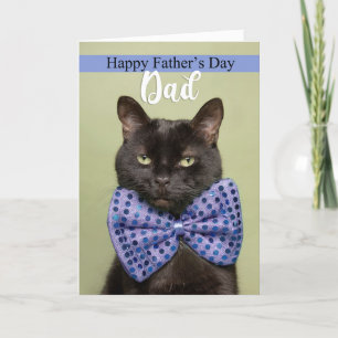 Hppy Father's Day Cool Black Cat in Bow Tie Holiday Card