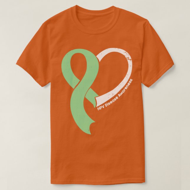 HPV Disease Awareness Hope Love Heart Ribbon Happy T-Shirt (Design Front)