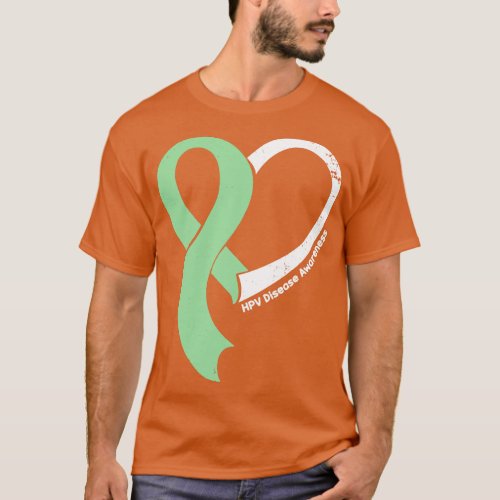 HPV Disease Awareness Hope Love Heart Ribbon Happy T_Shirt