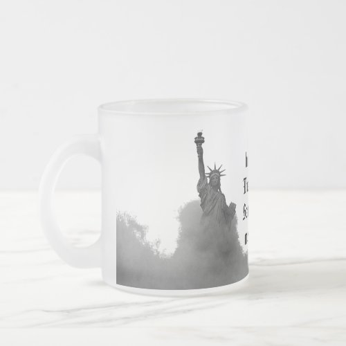 HQ frosted mug statue of liberty rising from fog