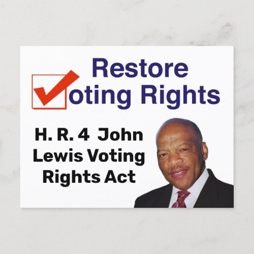HR4 John Lewis Voting Rights Act Postcard
