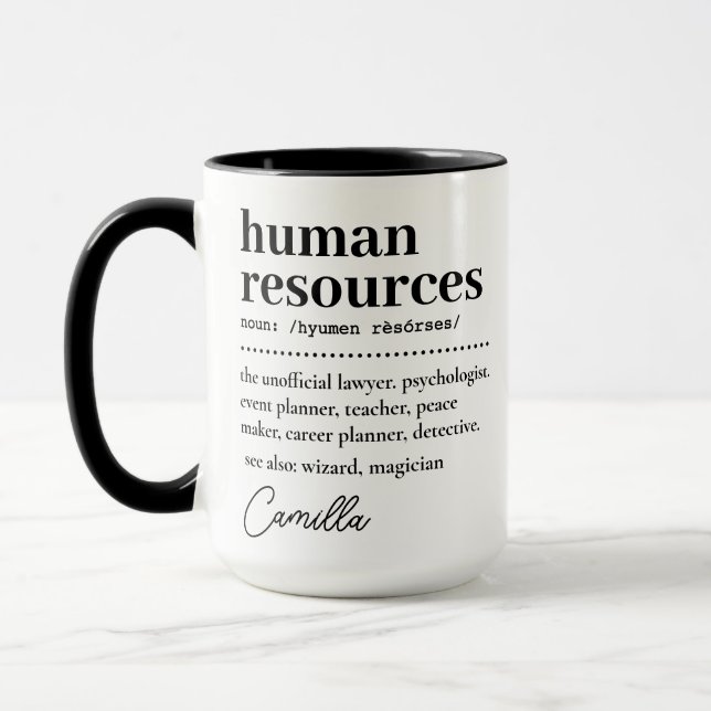 HR Appreciation Gift, Human Resources Definition Mug (Left)