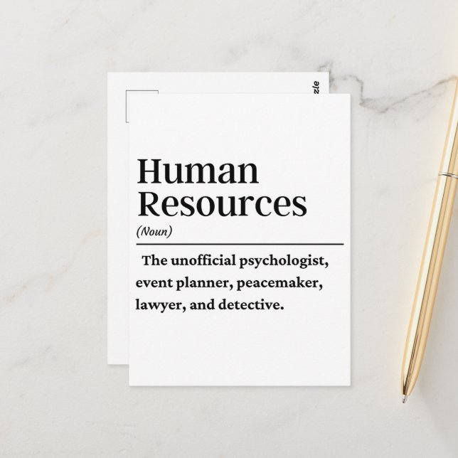 HR Human resources definition Postcard (Front/Back In Situ)