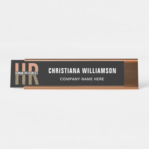 HR Human Resources Leopard Print HR  Desk Name Plate