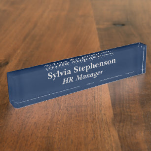 HR Manager Blue Acrylic Desk Name Plate