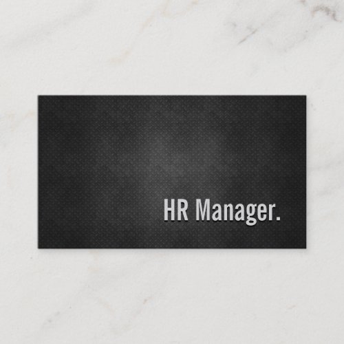 HR Manager Cool Black Metal Simplicity Business Card
