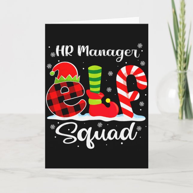 Hr Manager Elf Squad Christmas Recruiter Matching  Card (Front)