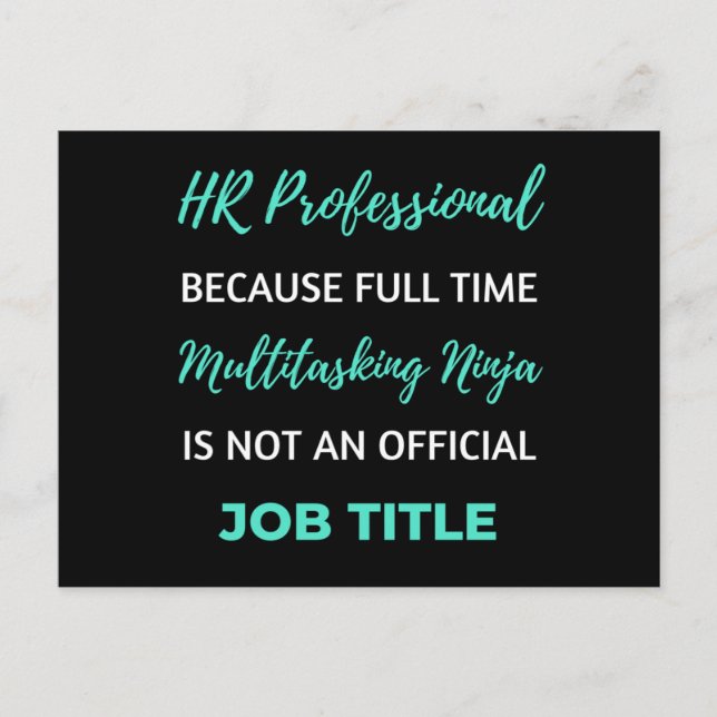 HR Professional Because Full Time Multitasking Holiday Postcard (Front)