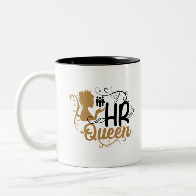 HR Queen Human Resources Women Two-Tone Coffee Mug (Left)